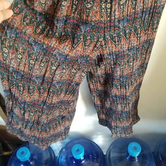 Bohemian Airy Jumpsuit Floral Pattern Boho Breezy Festival One Piece - Picture 4 of 7